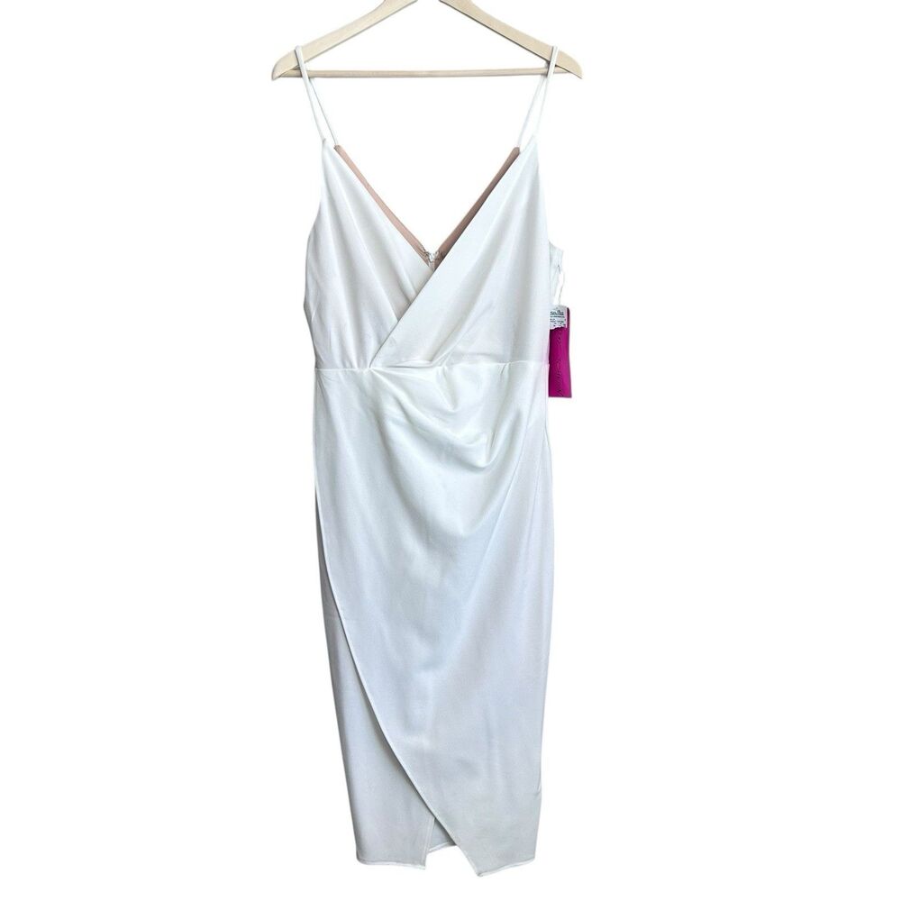 Betsey Johnson White Dress Size 12 NWT Wrap Tulip Hem Cocktail Spaghetti Strap